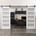 thumbnail image 2 of Wood & Hart 33" 5-Lite Frosted Pine Barn Door, 2 of 5