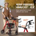 thumbnail image 3 of VEVOR Déambulateur à Roulettes pour Aînés et Adultes, Déambulateur à Roulettes Pliable en Aluminium Léger avec Siège et Poignée Ajustables, Déambulateur de Mobilité Extérieur avec Roues Tout-Terrain de 8 Pouces, Capacité de 300 Lb, 3 of 9