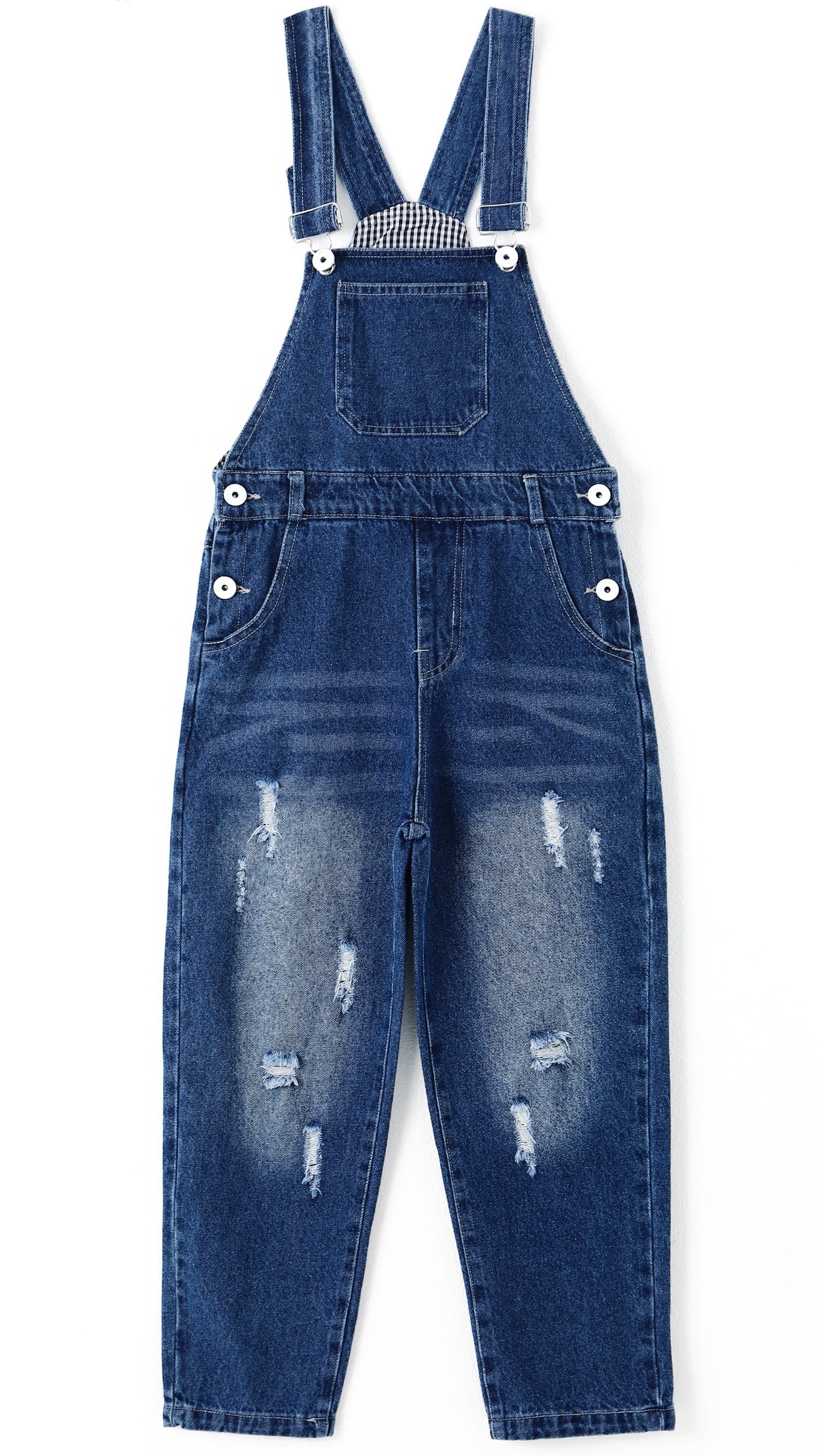 KIDSCOOL SPACE Boy Girl Cute Overalls,Fashion Washed Denim Jumpsuit,Blue,4-5 Years
