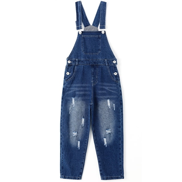 KIDSCOOL SPACE Boy Girl Cute Overalls,Fashion Washed Denim Jumpsuit,Blue,9-12 Months