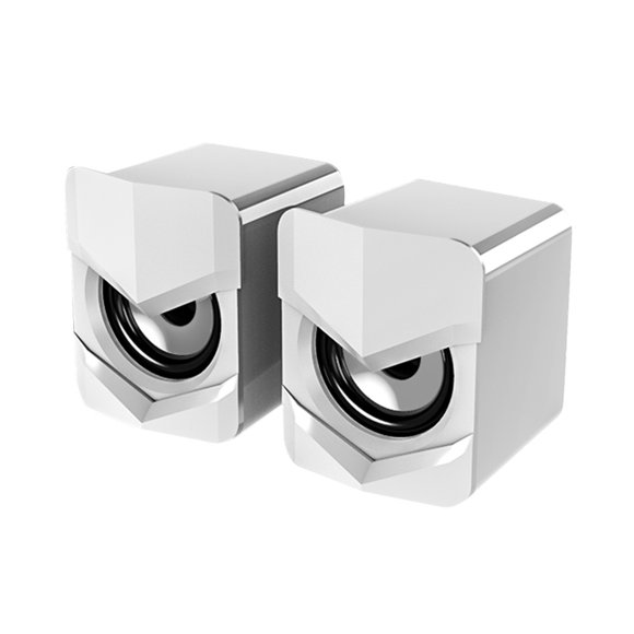 Graflsoa SADA D-158 USB-Powered 3.5mm Stereo PC Speakers with Rich Bass, Matte Finish, and Compact Design in White (Non-Lit)