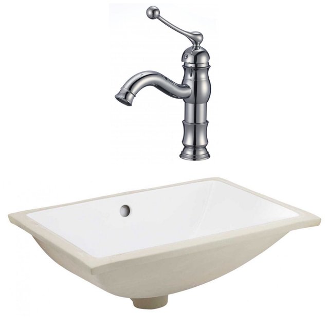 20.75-in. W CSA Rectangle Bathroom Undermount Sink Set In White - Chrome Hardware AI-23103