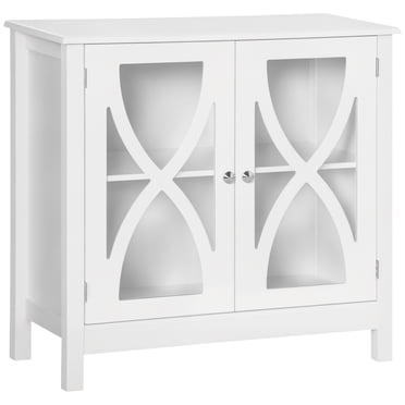 HOMCOM Kitchen Sideboard, Glass Door Buffet Cabinet with Adjustable Shelf