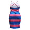 thumbnail image 4 of Women Halter Bodycon Sleeveless Ruched Spaghetti Strap Tie Dye Printing Club Party Mini Dress, 4 of 6