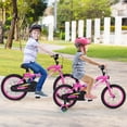 thumbnail image 4 of Costway Vélo pour Enfants de 16 Pouces avec Éclairage DEL, Siège Ajustable, Frein à Rétropédalage, Roues Stabilisatrices, Rose, Breveté, 4 of 10