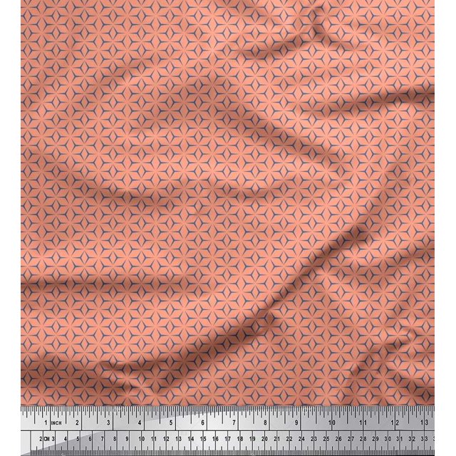 Soimoi Modal Satin Fabric Geometric Small Printed Fabric 1 Yard 42 Inch Wide