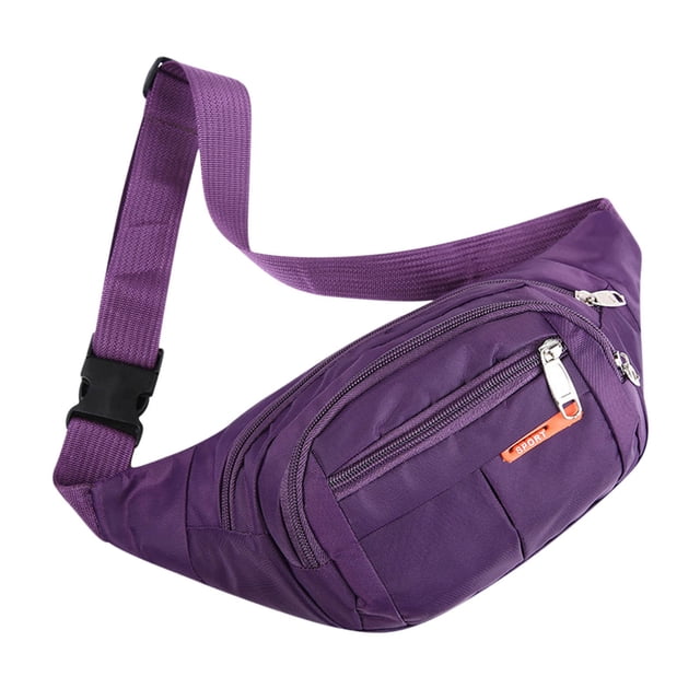 Pompotops Sac Banane de Sport pour Homme en Toile, Couleur Unie Violet, avec Multiples Poches Zippées et une Sangle Ajustable. Léger et Multifonction, Ce Sac Banane Peut Servir de Sac de Taille, de Sac de Poitrine Ou de Sac Bandoulière. Fabriqué en Toile durable avec Doublure en polyester, Il Est Idéal pour les Voyages, les Tenues Décontractées Ou les occasions Professionnelles. un Accessoire de Voyage Pratique pour Ranger en Toute Sécurité des Essentiels comme les Téléphones, les Clés et les Portefeuilles.