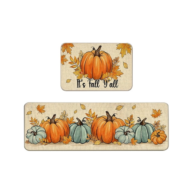 Rbaofujie 2 Pcs Kitchen Rugs and Mats for Floor Non-Slip Backing Mat Kitchen Decor Kitchen Rug Decor 16x24in+16x48in Halloween Decorations Clearance
