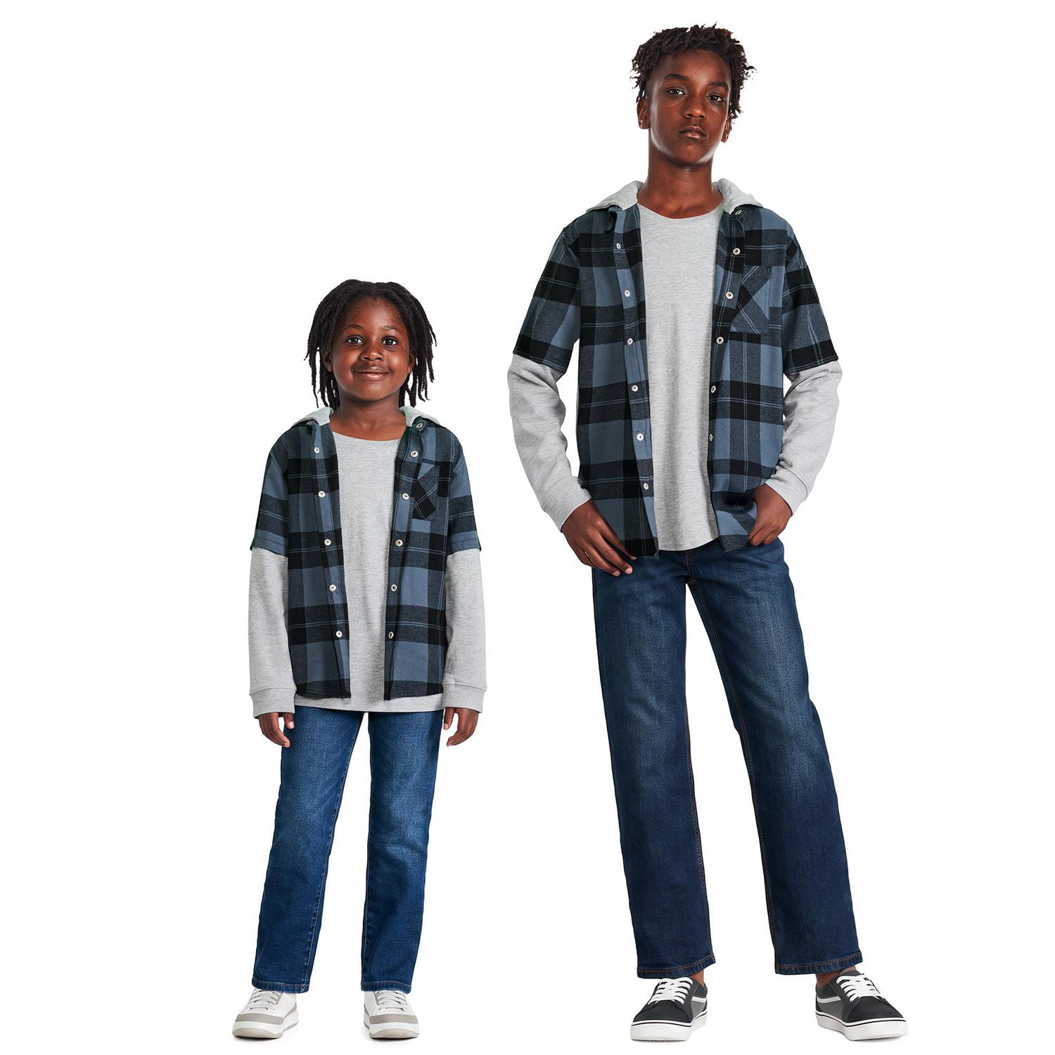 George Boys' Hooded Flannel Long-Sleeve Fooler Shirt