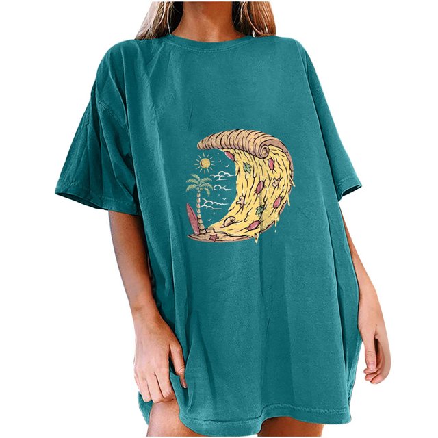 Birdeem T-Shirt Décontracté à Manches Courtes Imprimé Pizza d'Été pour Femmes