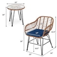 thumbnail image 2 of Gymax 3PCS Rattan Patio Conversation Set Bistro Chat Set w/ Navy Cushions, 2 of 10