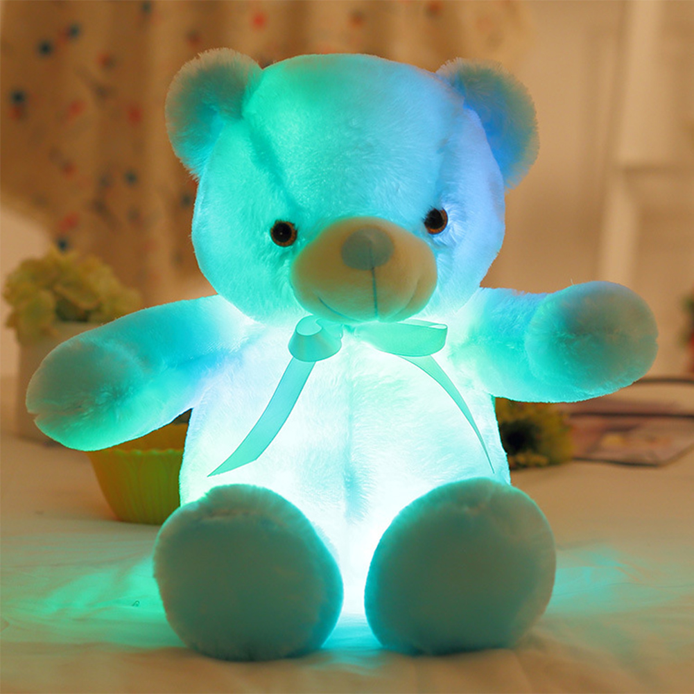 Led Glowing Kids Light Up Teddy Bear Plush Toy Animal Bow Tie Soft Gifts