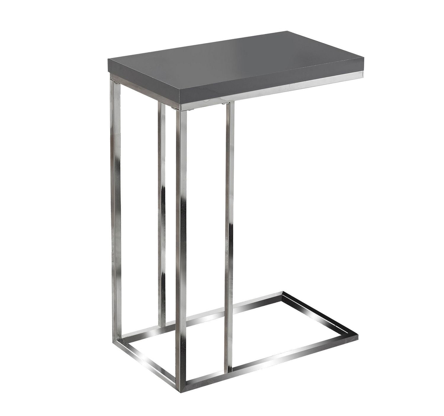 Monarch Specialties Accent Table, C-shaped, End, Side, Snack, Living Room, Bedroom, Metal, Laminate, Grey, Chrome, Contemporary, Modern