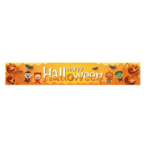 Dvkptbk Halloween Banners Bannière Extérieure HappyHalloween Décorations de Drapeau à Tirer Célébrer Décor Suspendu Pliable Panneaux de Fond de Porche Maison Porte Extérieure Décorations d'Halloween en Liquidation