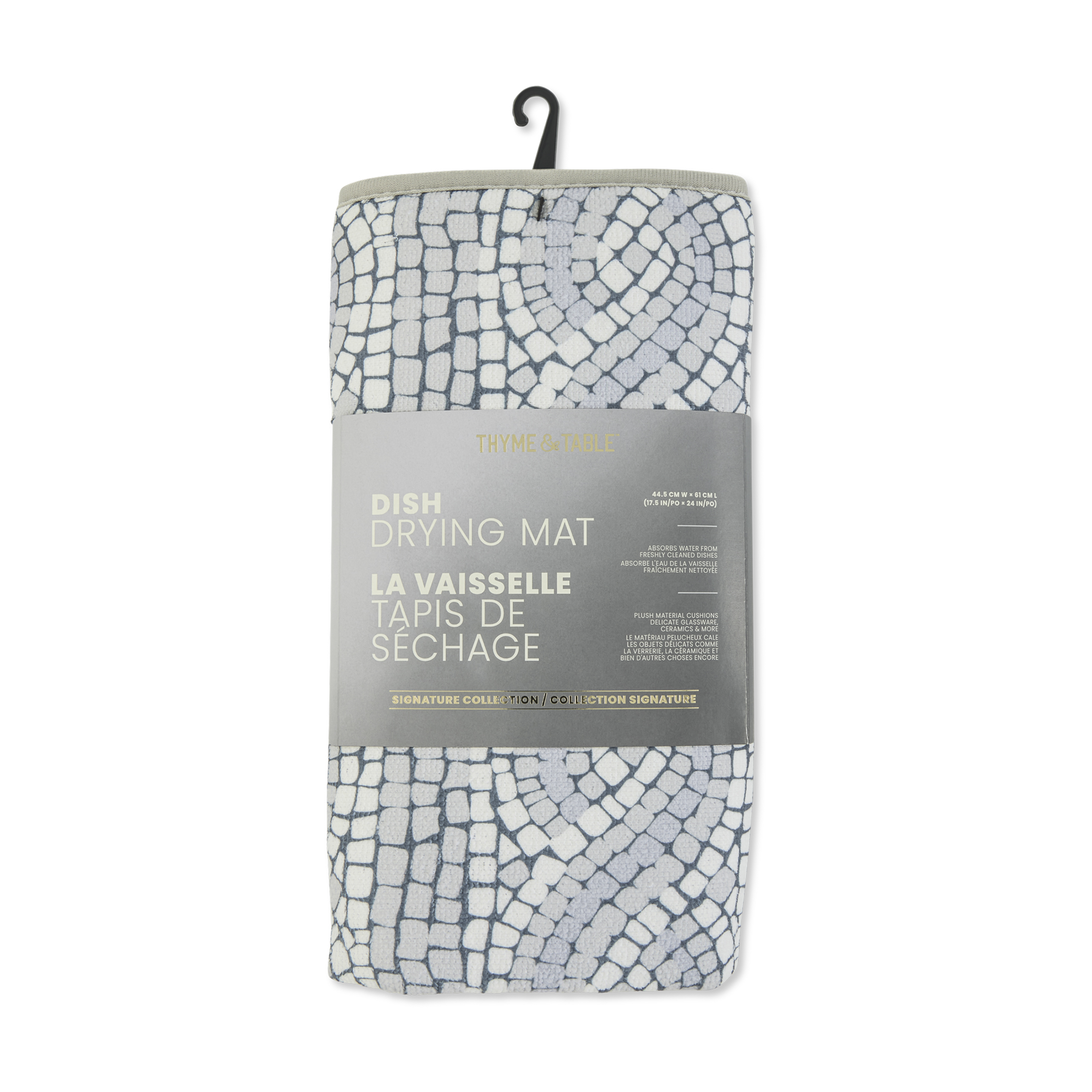 Thyme & Table Dish Drying Mat Gray Mosaic Print