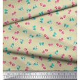 thumbnail image 2 of Soimoi Beige Georgette Viscose Fabric Bow & Stripe Decor Fabric Printed Yard 42 Inch Wide, 2 of 5