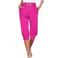 thumbnail image 1 of Timegard Womens Capri Pants Elastic Waisted Drawstring Cinch Bottom Comfy Casual Cropped Pants with Pockets, 1 of 6