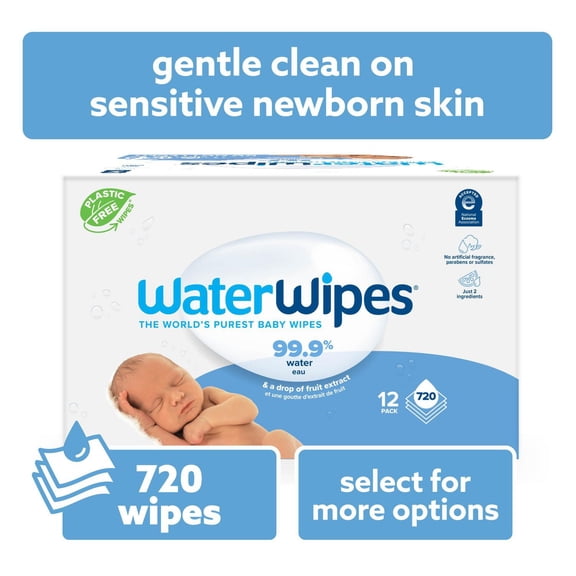 WaterWipes Sensitive+ Newborn & Baby Wipes, 99.9% Water, Unscented & Hypoallergenic