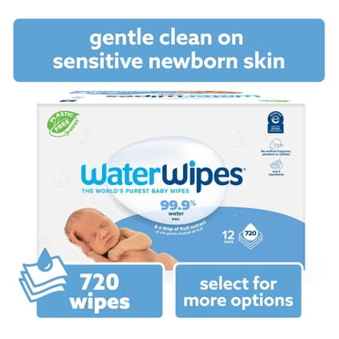 WaterWipes Sensitive Lingettes pour Nouveau-Nés & Bébés, 99.9 % d'Eau, Sans Parfum & Hypoallergéniques