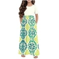 thumbnail image 1 of Robe Décontractée pour Filles, Manches Courtes Col Rond avec Poches, Polyester Léger, Style Jupe Longue, pour le Quotidien et les Fêtes d'Anniversaire, 1 of 5