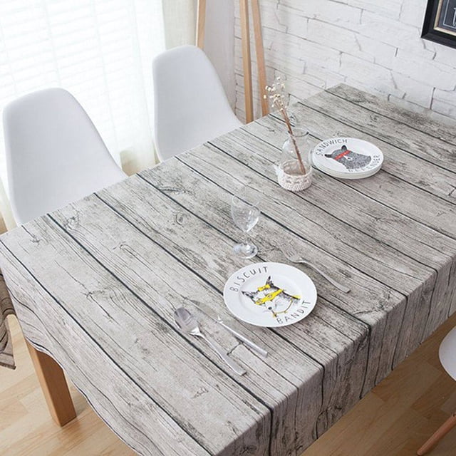 Retro Wood Grain Square Shape Tablecloth Cotton Linen table cover Fabric Home Dining Room Table Cloth Cover