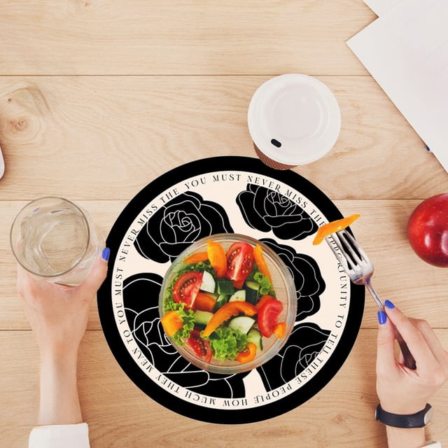 LSLJS Rose Round Placemat for Dining Table Rubber Table Mats Kitchen Accessories Decoration Placemat Home, Place Mats Kitchen Utensils & Gadgets