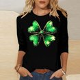 thumbnail image 1 of Elvqul Chemises de Mode pour Femmes Grande Taille T-Shirts de la Saint-Patrick Manches 3/4 Imprimé Col Rond Mignon Vert Hauts pour Dames, 1 of 5