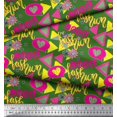 thumbnail image 2 of Soimoi Green Cotton Cambric Fabric Text,Heart & Triangle Geometric Decor Fabric Printed Yard 42 Inch Wide, 2 of 3