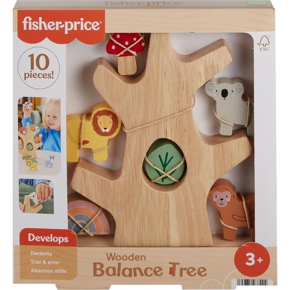 Fisher-Price Wooden Balance Tree Preschool Stacking Activity Toy, 10 Wood Pieces - Walmart Exclusive