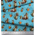 thumbnail image 2 of Soimoi Poly Georgette Fabric Musical Instruments,Monkey & Rat Cartoon Fabric Prints by Yard 42 Inch Wide, 2 of 3