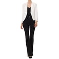 thumbnail image 2 of INSPIRE CHIC Women's Blazer Open Front Wear-to-Work Summer Crop Suit Jacket XS White-Solid, 2 of 6