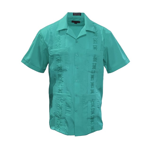 Gravity Threads Chemise d'Été Guayabera pour Homme - Sarcelle - Petit