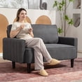 thumbnail image 2 of HOMCOM Loveseat, Linen Fabric Upholstered 2 Seater Sofa Couch, Dark Grey, 2 of 10
