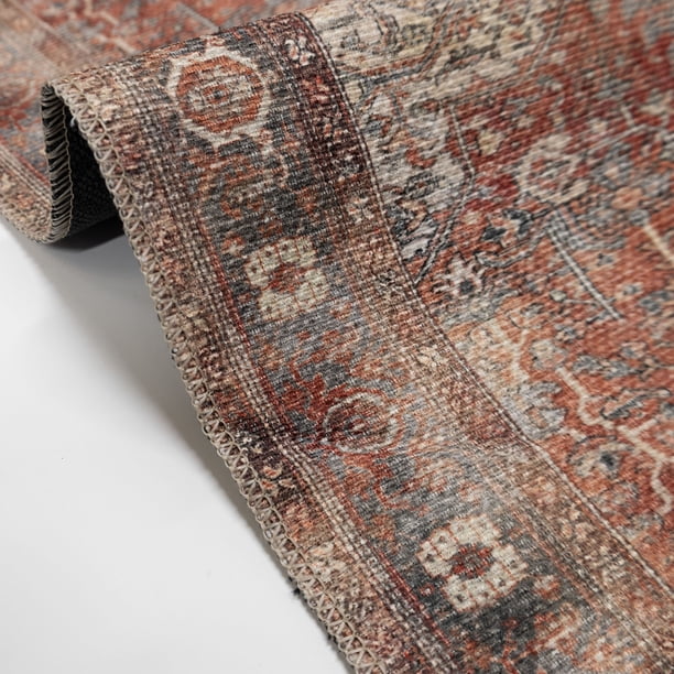Mainstays Vintage Distressed Persian Area Rug, Rust Red, 2 ft x 4