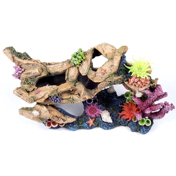 Penn Plax Deco-Wrecks Tan Ornement d'aquarium d'épave de corail Scape