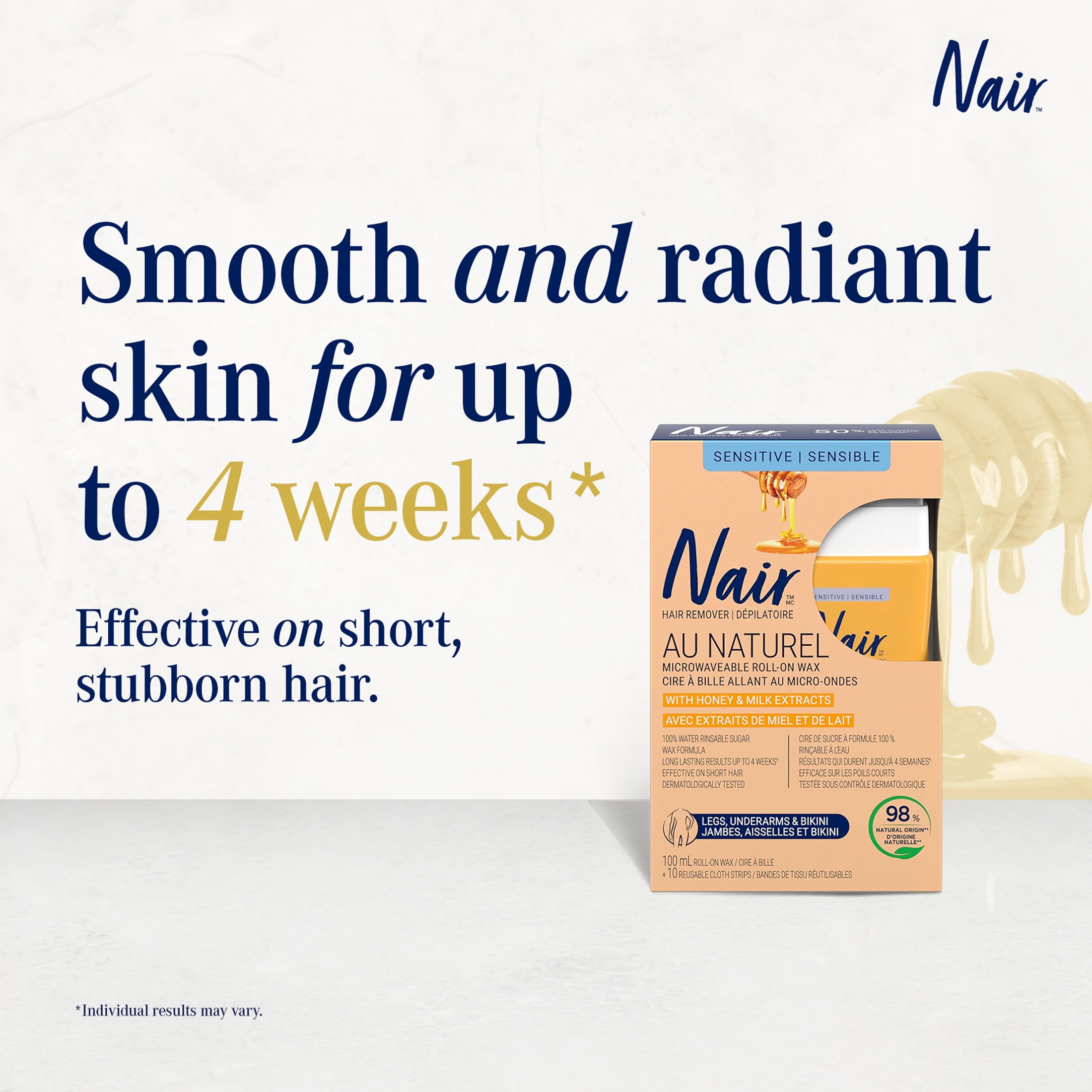 Nair au Naturel Lait et Miel, Cire au Sucre a Bille 100ml