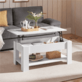 thumbnail image 2 of Fullfurnique Lift Top Coffee Table with Hidden Compartment & Open Shelf, White, 2 of 7