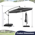 thumbnail image 3 of Gymax Parasol Suspendu Déporté Solaire de 10 Pi pour Patio avec 32 Lumières DEL, Gris, 3 of 10