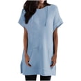 thumbnail image 2 of Mode Femmes Décontracté Imprimé Boutonné Manches 3/4 Plissé Col en V T-shirts Blouses, 2 of 7
