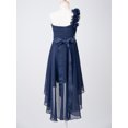 thumbnail image 4 of RUNQHUI Robe à une Épaule pour Enfants Filles en Chiffon Demoiselle d'Honneur Robe Haute Basse Robe de Soirée Formelle Bleu Marine 8, 4 of 7