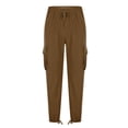 thumbnail image 4 of WRKEKC Cargo Pants for Men Pocket Patch Drawstring Multiple Pockets Straight Leg Work Pants Outdoor Fitness Pants for Active Wear, 4 of 5