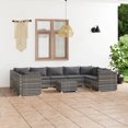 thumbnail image 1 of vidaXL 10 Piece Garden Lounge Set with Cushions Poly Rattan Grey, 1 of 5