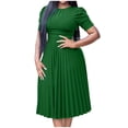 thumbnail image 1 of LOVZFMLL Robe d'Été pour Femme Grande Taille2025 Décontractée à Manches Courtes Taille Empire Coupe Ample Évasée Plissée Maxi Robe T-Shirt Vert P, 1 of 6