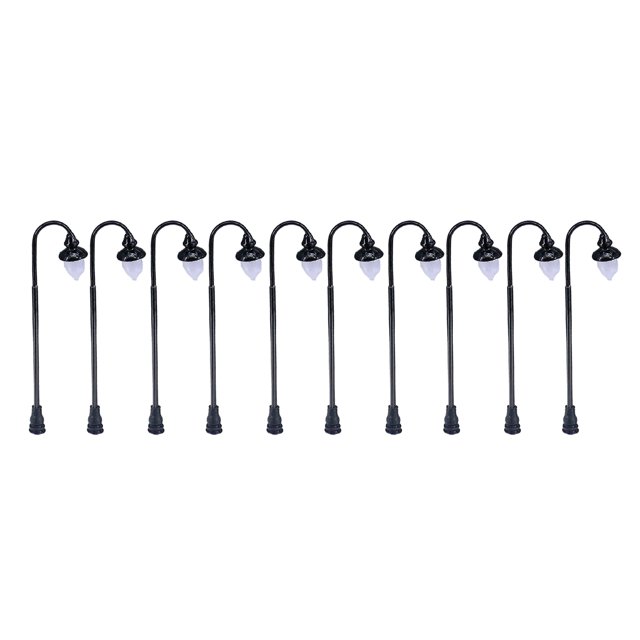 KLKCMS 10pcs Model Train Railway Street Light 3V Fairy Garden Miniatures Landscape Park 2