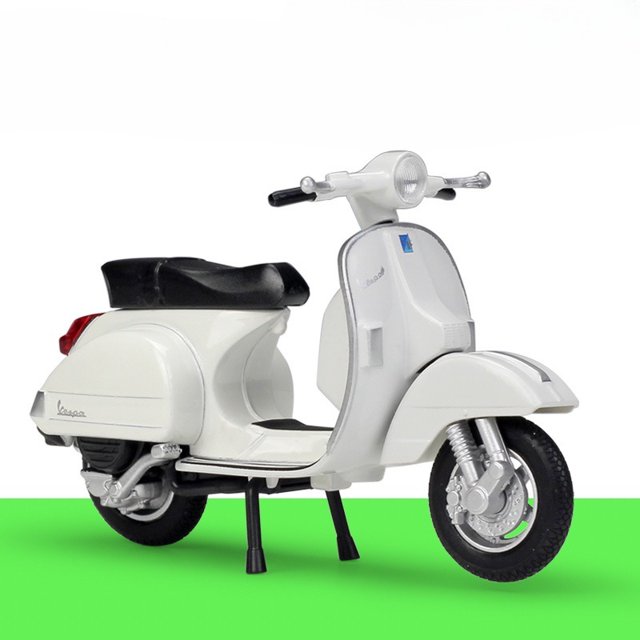 WELLY 1/18 Alliage 2016 VESPA PX Modèle de Moto Moulé sous Pression Modèle de Simulation Véhicules Collection Loisirs Cadeau pour Enfants Blanc