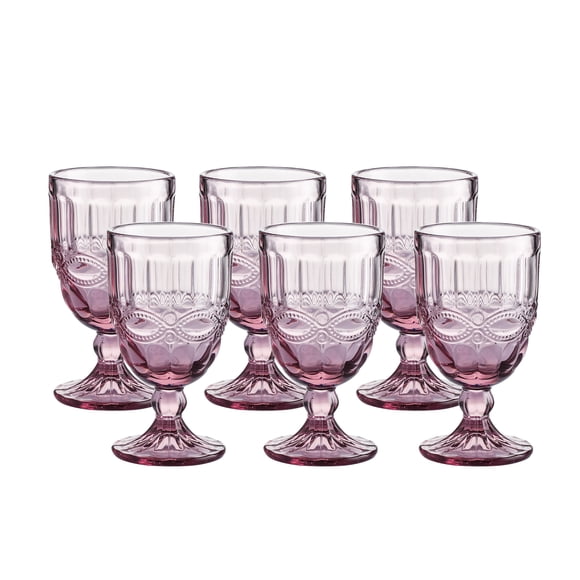 Gala Houseware Verres à Eau Colorés 8,5 oz Gobelet de Boisson Lourd de Qualité Supérieure, Ensemble de 6 Pcs, Couleur Verre Uni (Rose)