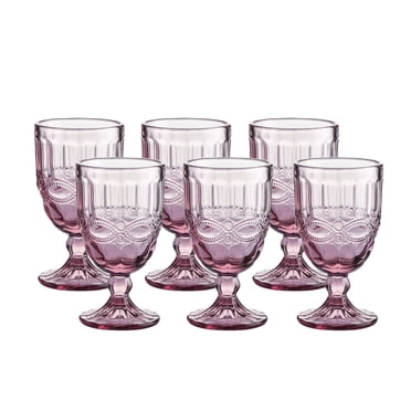 Gala Houseware Verres à Eau Colorés 8,5 oz Gobelet de Boisson Lourd de Qualité Supérieure, Ensemble de 6 Pcs, Couleur Verre Uni (Rose)