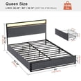 thumbnail image 3 of GUNAITO Queen Bed Frame with 2 Storage Drawers, Platform Bed with Headboard, Velvet Upholstered Bed Frame with LED Lights & Charging Station, Dark Grey, 3 of 7