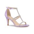 thumbnail image 1 of BLISSFUL STEP Women's Rhinestone Ankle Strap Stiletto High Heel Sandals Purple (Size 11), 1 of 6