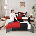 thumbnail image 4 of Erosebridal Modern Abstract Comforter Sets, Square Geometric Comforters & Duvets, Black Red Reversible Bedding Comforter Set, Lightweight Bedroom Decor, 2 Pieces, 4 of 8